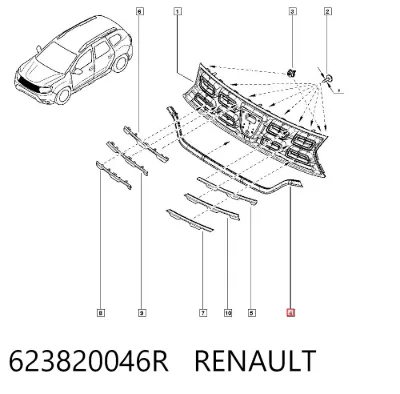 Moldura inferior de la parrilla del radiador RENAULT 623820046R