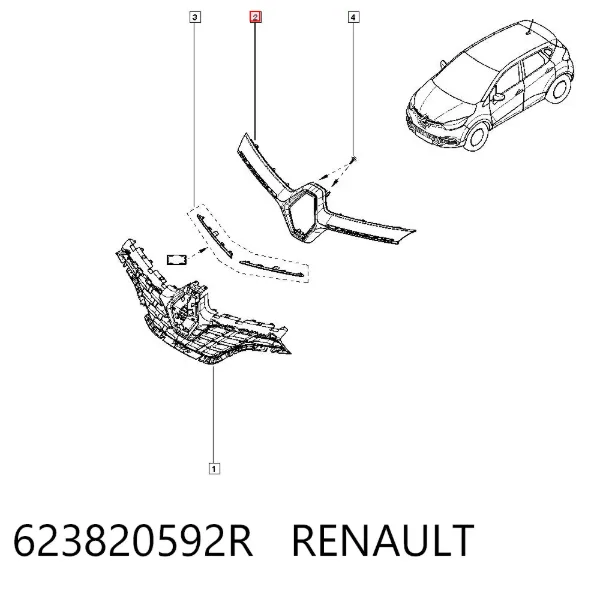 Moldura de la rejilla del radiador 623820592R Renault (RVI)
