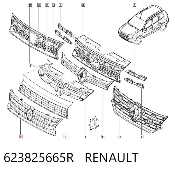 Parrilla 623825665R Renault (RVI)