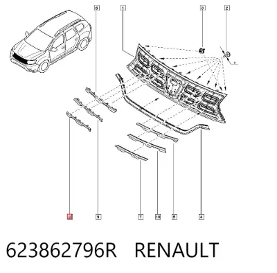 Moldura inferior de la parrilla del radiador RENAULT 623862796R