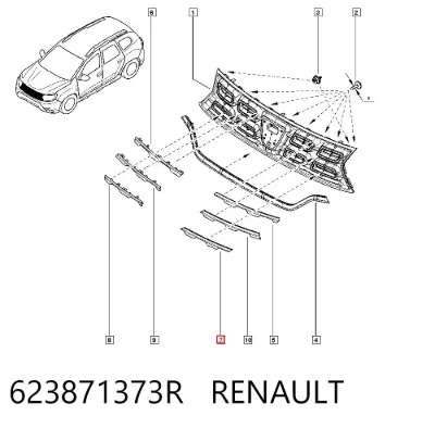Moldura inferior de la parrilla del radiador RENAULT 623871373R