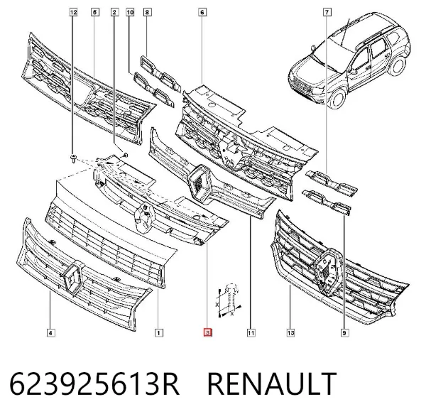 Parrilla 623925613R Renault (RVI)