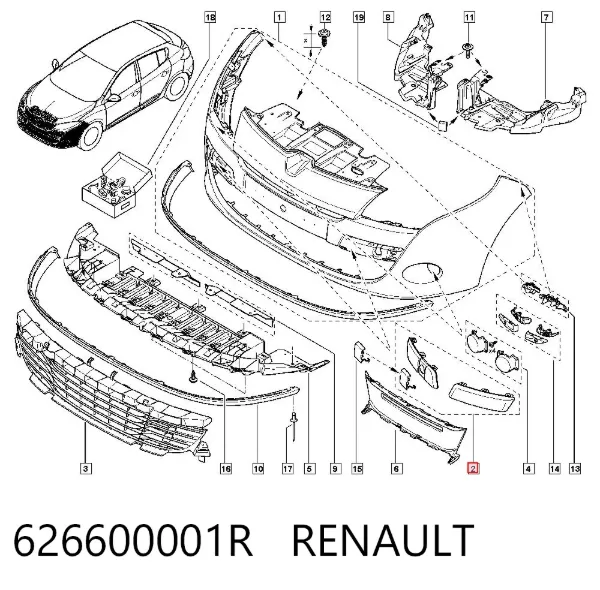 Moldura de parachoques delantero 626600001R Renault (RVI)