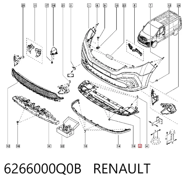 Deflector de parachoques delantero 6266000Q0B Renault (RVI)