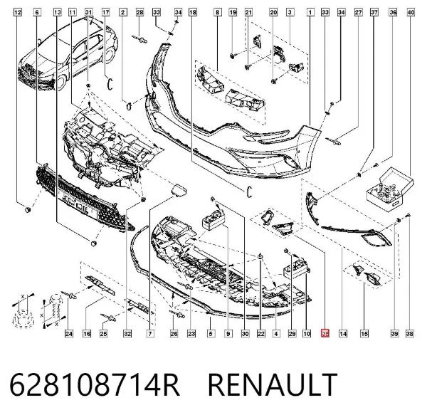 Soporte de parachoques delantero 628108714R Renault (RVI)