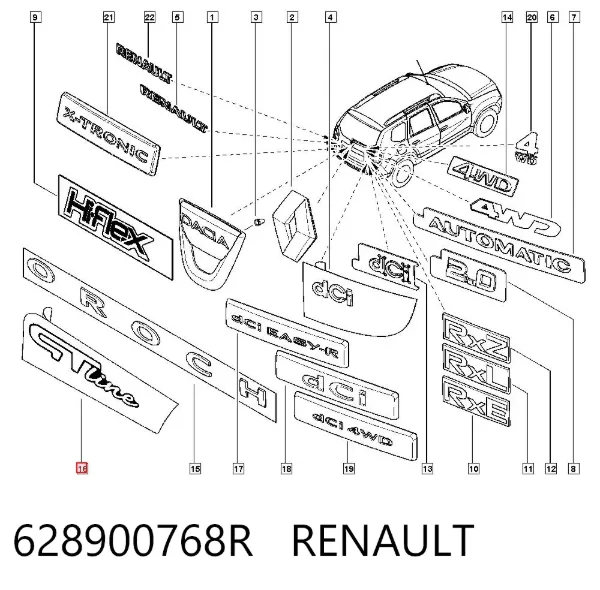Emblema de la parrilla del radiador 628900768R Renault (RVI)