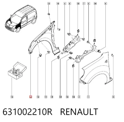 Aleta delantera derecha RENAULT 631002210R