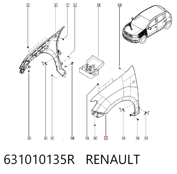 Aleta delantera izquierda 631010135R Renault (RVI)