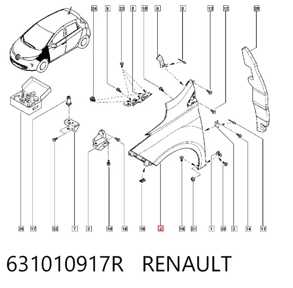 Aleta delantera izquierda 631010917R Renault (RVI)
