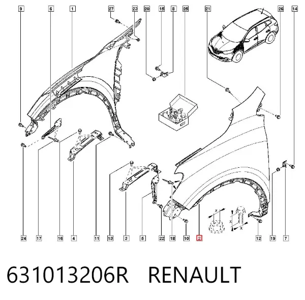 Aleta delantera izquierda 631013206R Renault (RVI)