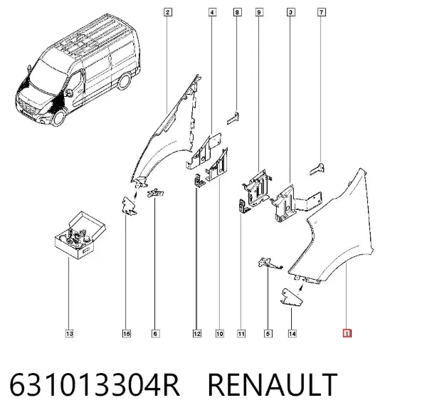 Aleta delantera izquierda 631013304R Renault (RVI)