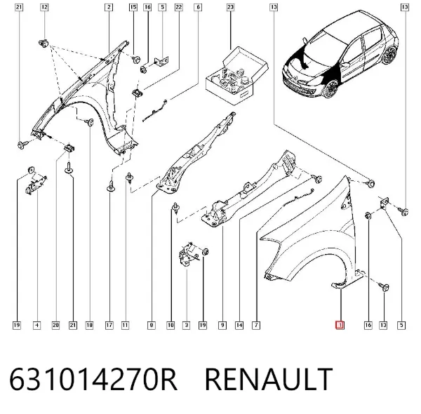 Aleta delantera izquierda 631014270R Renault (RVI)