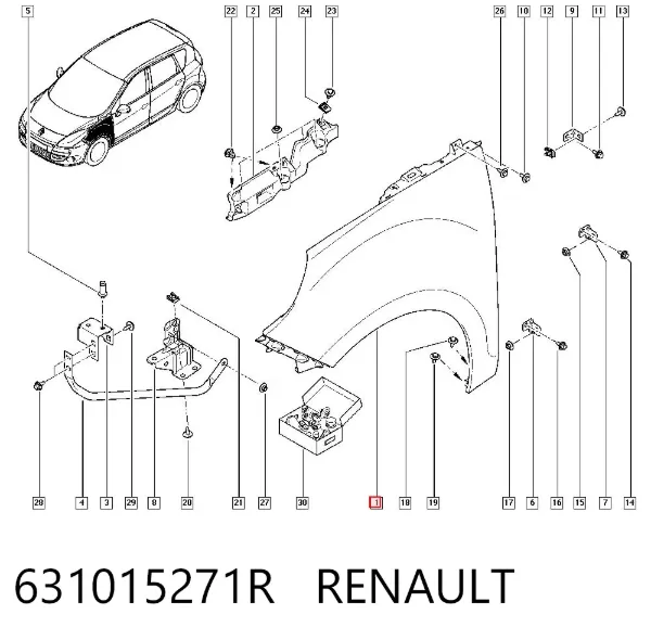 Aleta delantera izquierda 631015271R Renault (RVI)