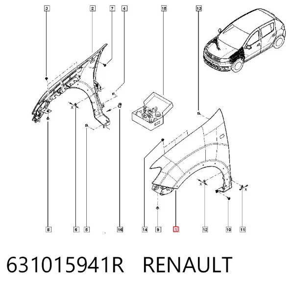 Aleta delantera izquierda 631015941R Renault (RVI)