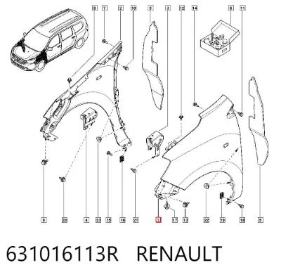 Aleta delantera izquierda RENAULT 631016113R