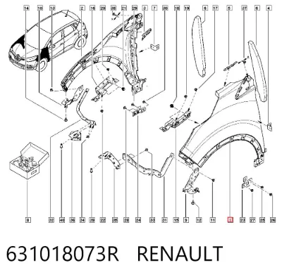 Aleta delantera izquierda RENAULT 631018073R