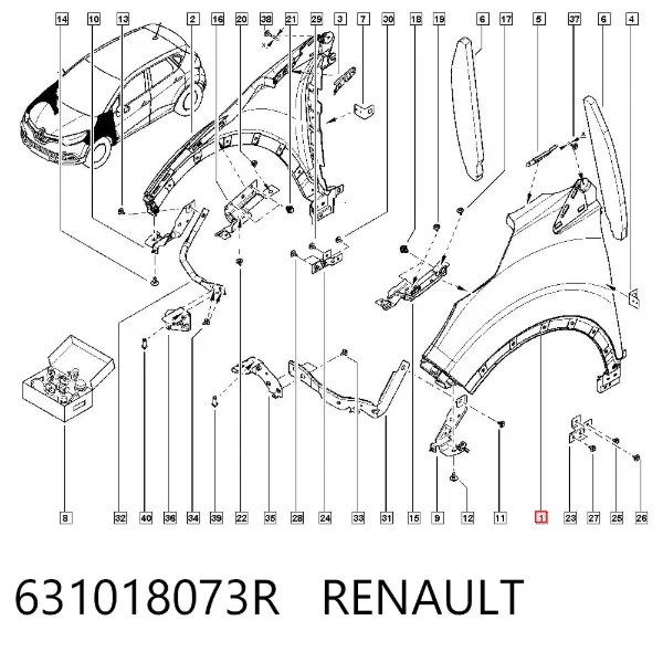 Aleta delantera izquierda 631018073R Renault (RVI)