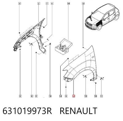 Aleta delantera izquierda RENAULT 631019973R