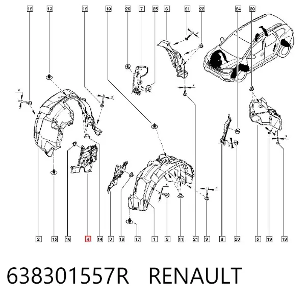 Protección derecha del motor 638301557R Renault (RVI)
