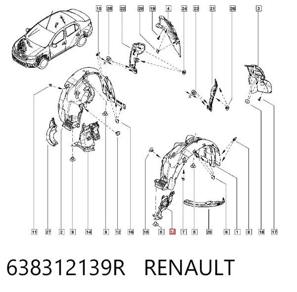 Guardalodos delantero izquierdo 638312139R Renault (RVI)