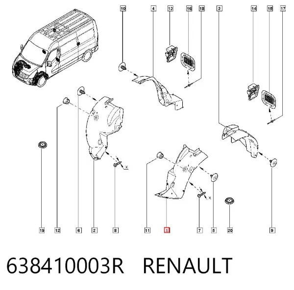 Guardalodos delantero izquierdo 638410003R Renault (RVI)