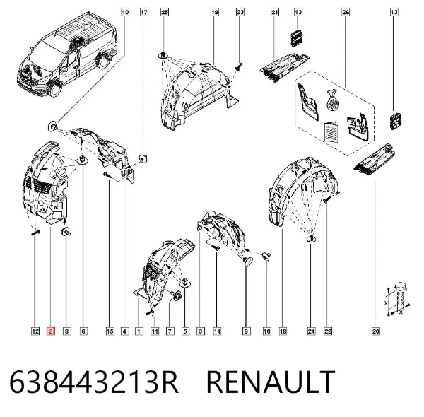 Guardalodos interior delantero derecho 638443213R Renault (RVI)
