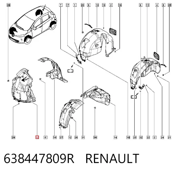 Guardalodos interior delantero derecho 638447809R Renault (RVI)