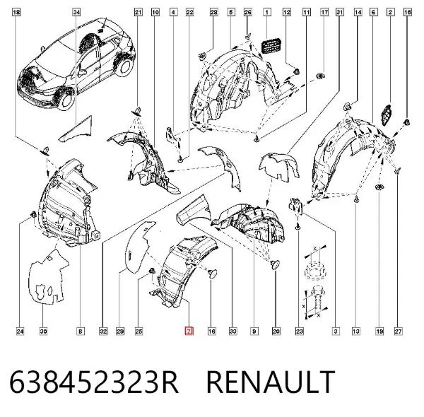 Guardalodos delantero izquierdo 638452323R Renault (RVI)