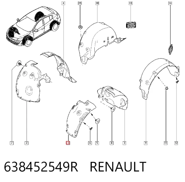 Guardalodos delantero izquierdo 638452549R Renault (RVI)