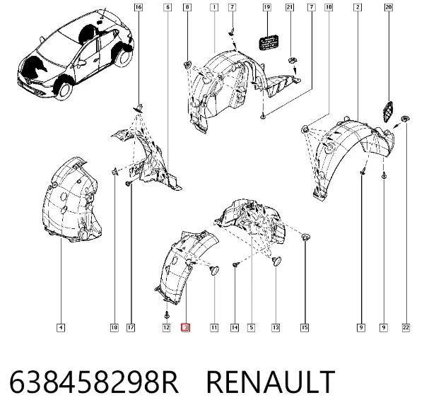 Guardalodos delantero izquierdo 638458298R Renault (RVI)