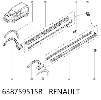 Moldura de guardabarros delantero izquierdo RENAULT 638759515R