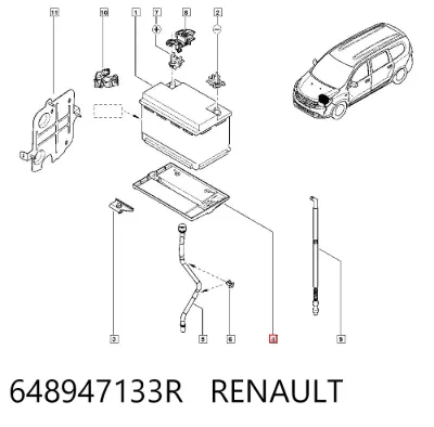Bandeja de la batería RENAULT 648947133R
