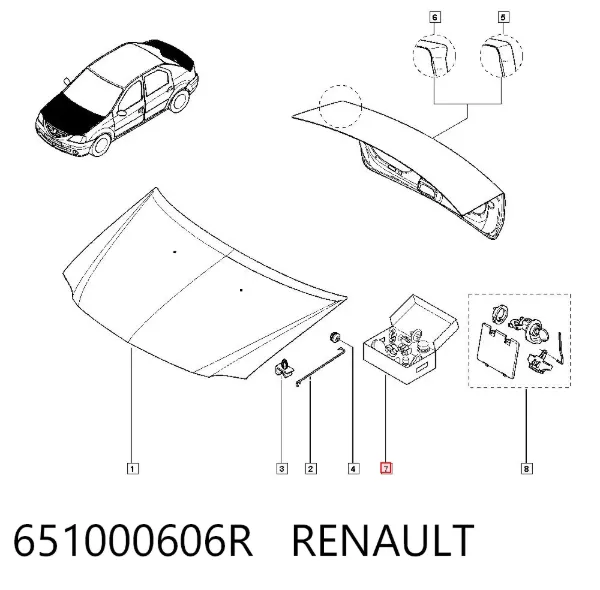Clip de tapicería de la tapa del maletero 651000606R Renault (RVI)