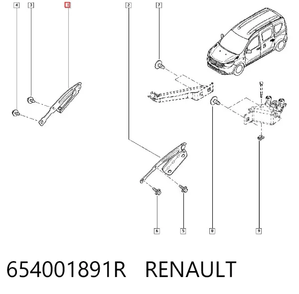 Bisagra derecha del capó 654001891R Renault (RVI)