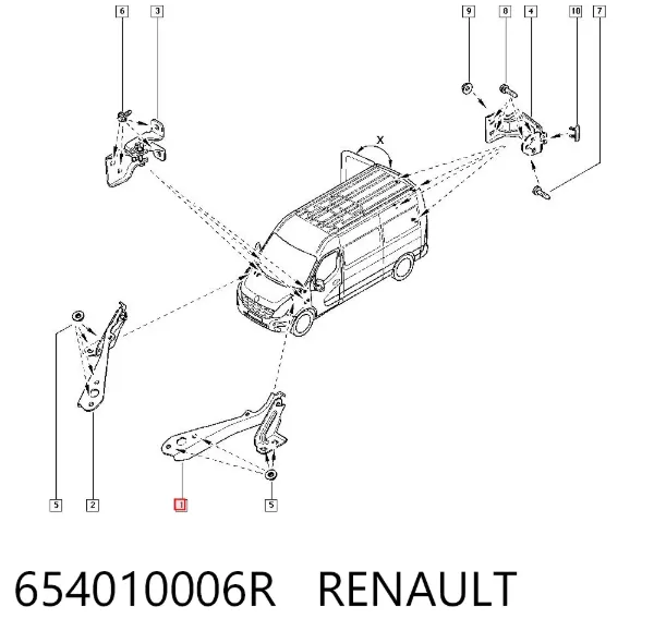 Bisagra izquierda del capó 654010006R Renault (RVI)