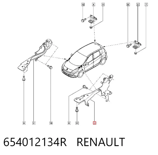 Bisagra izquierda del capó 654012134R Renault (RVI)