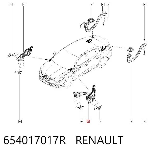 Bisagra izquierda del capó 654017017R Renault (RVI)