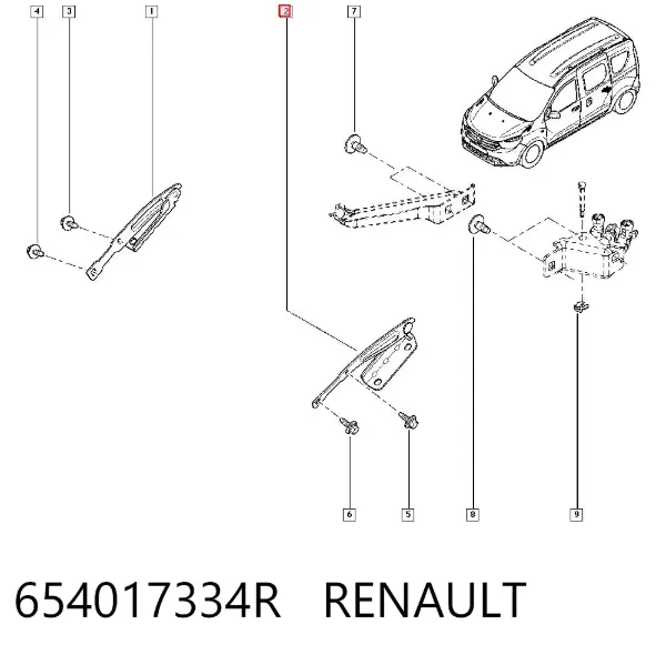 Bisagra izquierda del capó 654017334R Renault (RVI)