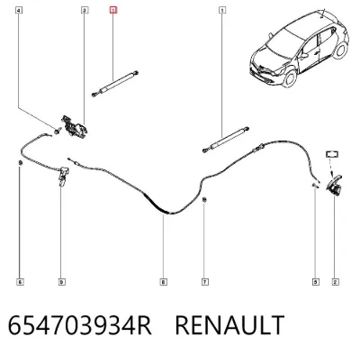 Amortiguador de capó RENAULT 654703934R
