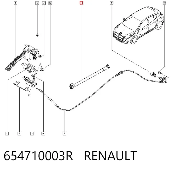 Amortiguador de capó 654710003R Renault (RVI)