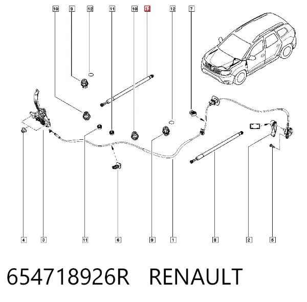 Amortiguador de capó 654718926R Renault (RVI)