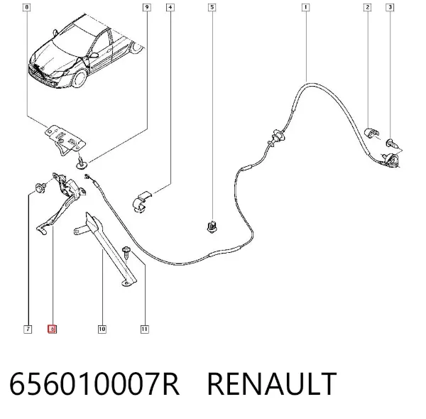Cerradura de capó 656010007R Renault (RVI)