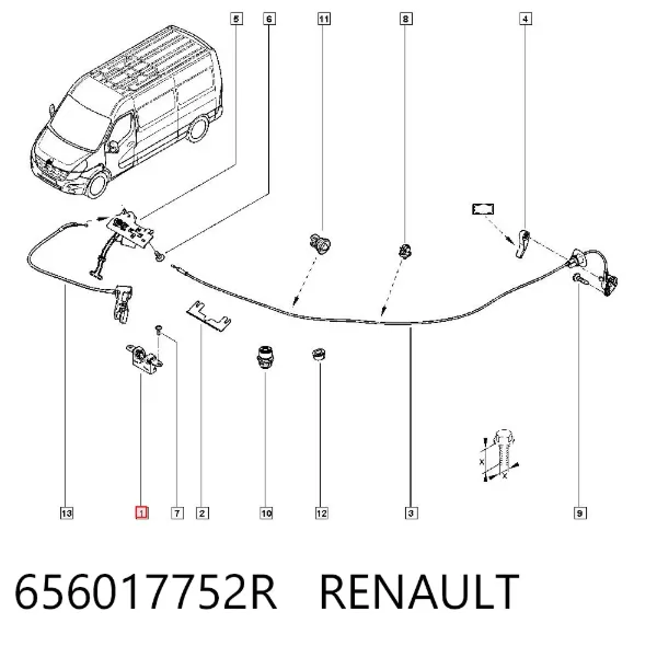 Cerradura de capó 656017752R Renault (RVI)