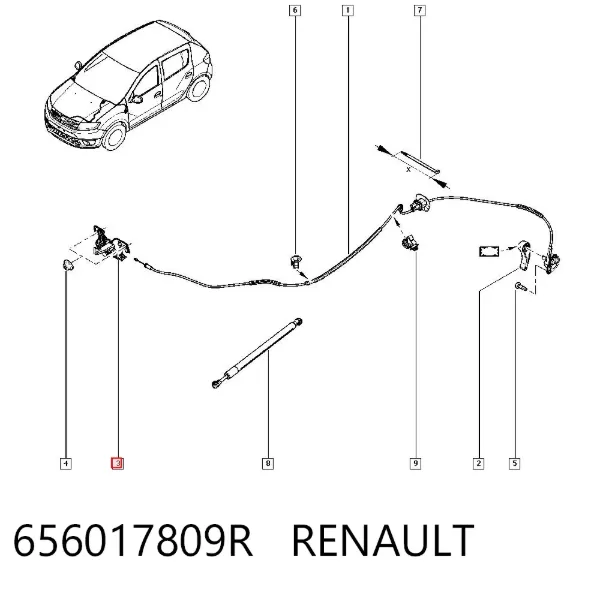 Cerradura de capó 656017809R Renault (RVI)
