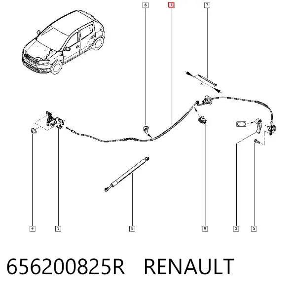 Cable de capó del motor 656200825R Renault (RVI)