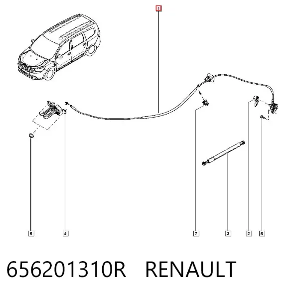 Cable de capó del motor Renault DOKKER FE