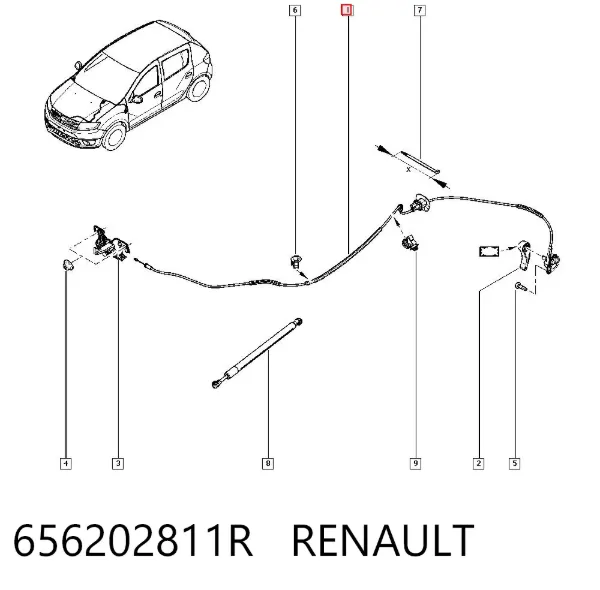 Cable de capó del motor Renault LOGAN II