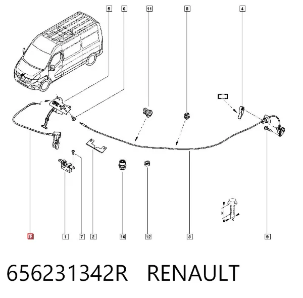 Palanquilla de apertura del capó 656231342R Renault (RVI)