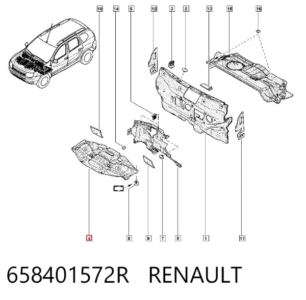Aislamiento del Capó 658401572R Renault (RVI)