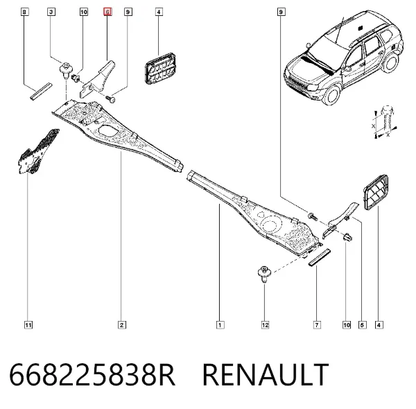 Moldura exterior del pilar delantero derecho 668225838R Renault (RVI)
